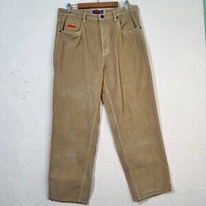 Empyre Boom Box Beige Khaki Corduroy Skate Pants Baggy Fit Size 34 Embroidered